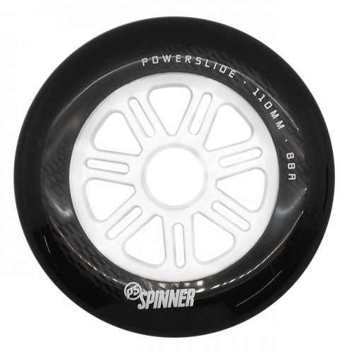 Колесо для роликов Powerslide Spinner 110mm/88A. Черно-белый в магазине Rollbay.ru